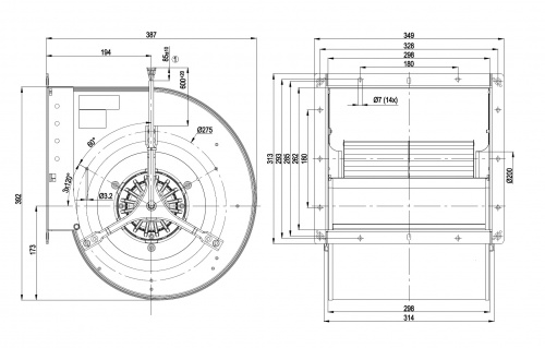 Центробежный вентилятор ebmpapst D4D250CA0201