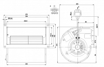 Центробежный вентилятор ebmpapst D2E133DM52D4 (255/0,26 кВт) 2000 об/мин