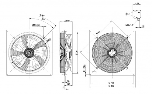 Осевой вентилятор ebmpapst W6D630DN0102
