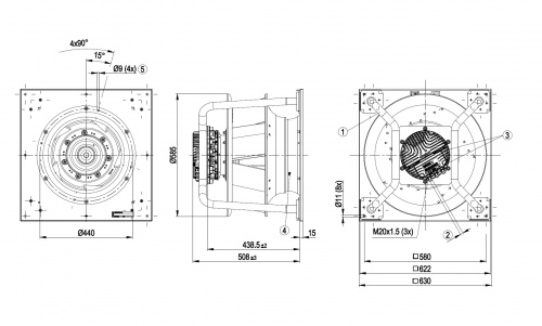 Центробежный вентилятор ebmpapst K3G500PA2371