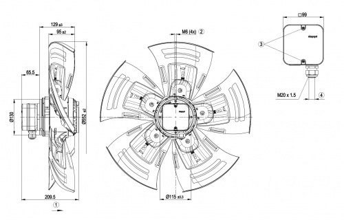 Осевой вентилятор ebmpapst A4D560AO0302