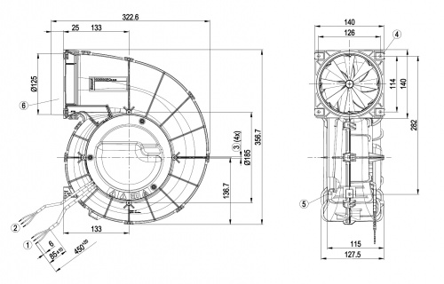 Центробежный вентилятор ebmpapst G3G190RQ4504