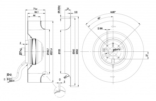 Центробежный вентилятор ebmpapst R2E220AA4423