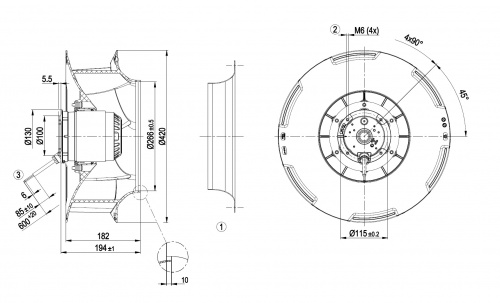 Центробежный вентилятор ebmpapst R4E400RO0901