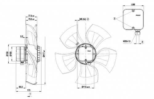 Осевой вентилятор ebmpapst A4E420AU0301