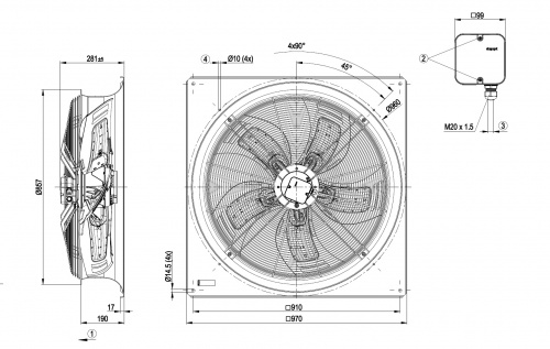 Осевой вентилятор ebmpapst WZD800GG0301
