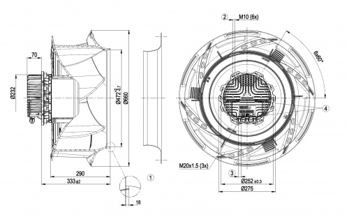 Центробежный вентилятор ebmpapst R3G630RB3271
