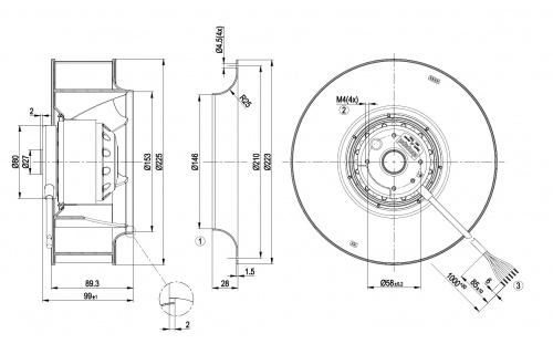 Центробежный вентилятор ebmpapst R2D225AV0221