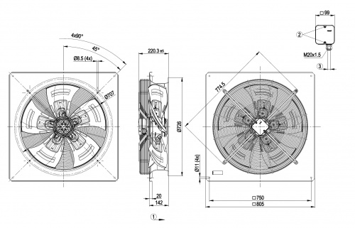 Осевой вентилятор ebmpapst W6D630DM0102