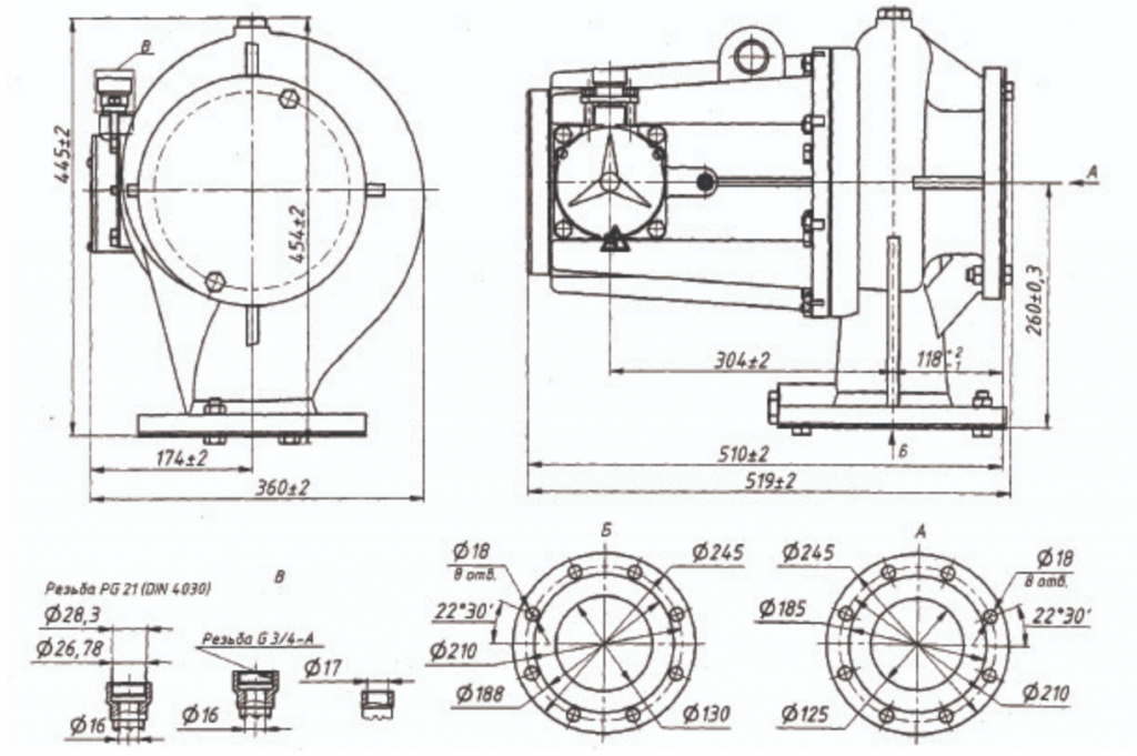 Габаритный чертеж электронасоса МТЭ 100/8 Габаритный чертеж электронасоса МТЭ 100:8.png