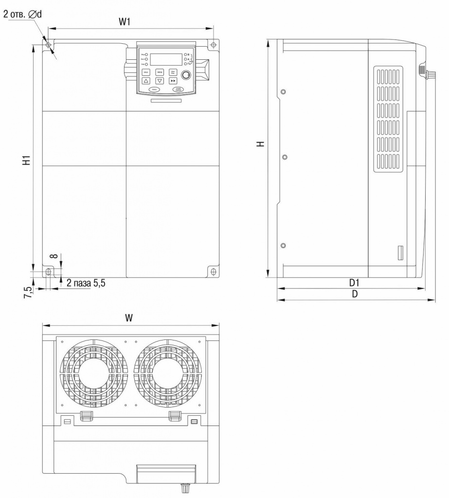 Габаритный чертеж CONTROL-A310 380В, 3Ф 11-15 kW 25-32A.jpg