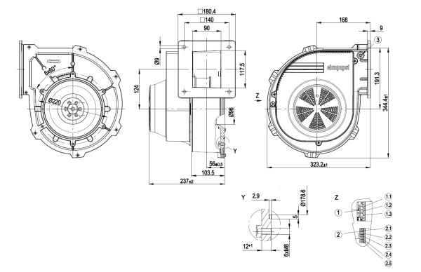 Центробежный вентилятор ebmpapst G3G200GN2001