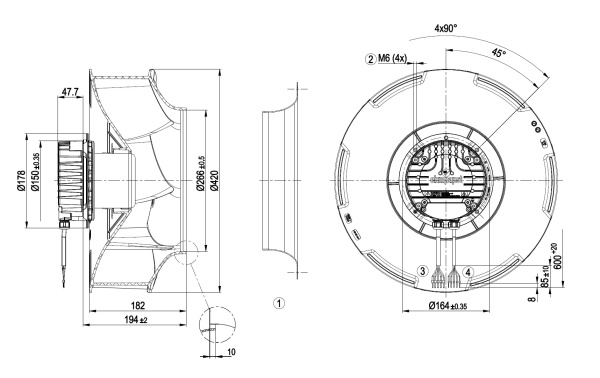 Центробежный вентилятор ebmpapst R3G400RS03H1