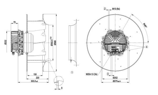 Центробежный вентилятор ebmpapst R3G500AP2568