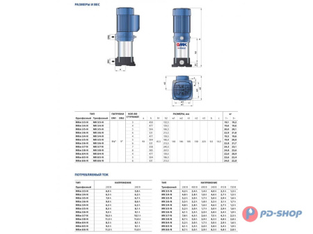 Многоступенчатый вертикальный насос Pedrollo MK 8/6