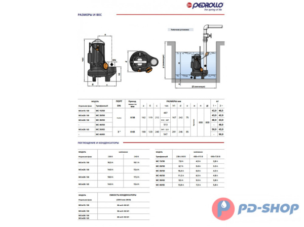 Насос фекальный Pedrollo MC 15/50 New