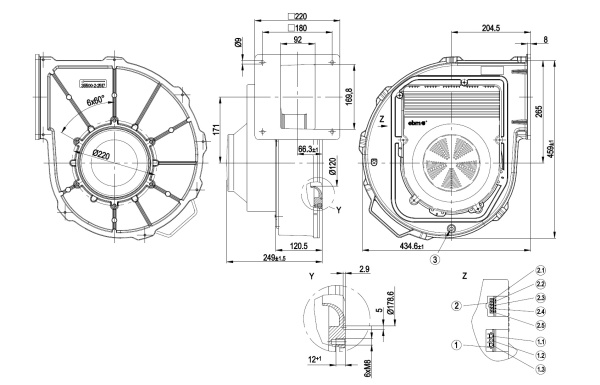 Центробежный вентилятор ebmpapst G3G250GN1701