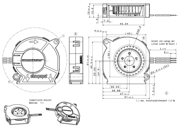 Вентилятор компактный ebmpapst RLF 35-8/12 N/2