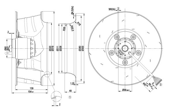 Центробежный вентилятор ebmpapst R4D310AS1801