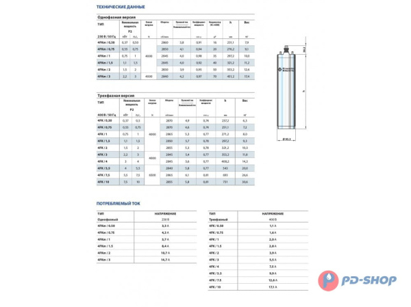 Насос скважинный Pedrollo 4FKm 0,75
