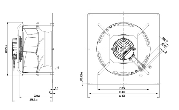 Центробежный вентилятор ebmpapst K3G355RS02H2