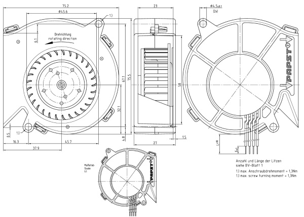 Вентилятор компактный ebmpapst RL 48-19/12/2R