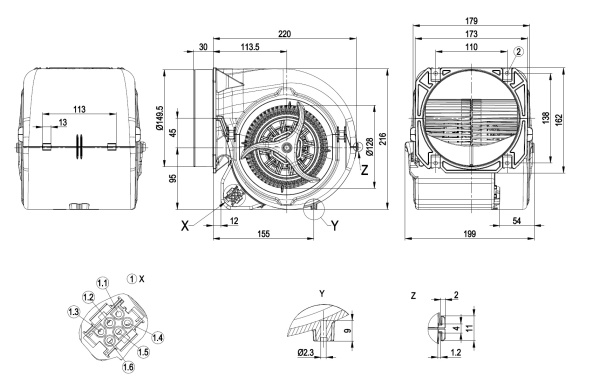 Центробежный вентилятор ebmpapst D2E146HR9303