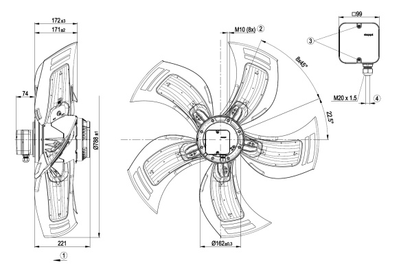 Осевой вентилятор ebmpapst A6D800AU0101