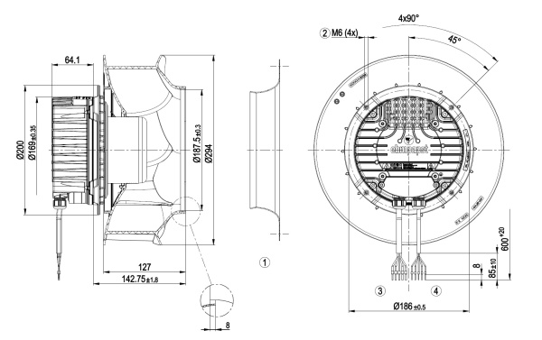 Центробежный вентилятор ebmpapst R3G280RR04I1