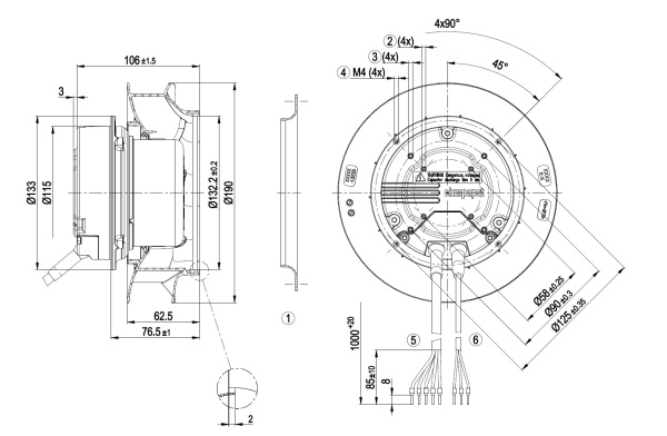 Центробежный вентилятор ebmpapst R3G190RV6501