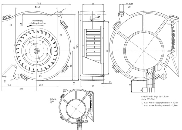 Вентилятор компактный ebmpapst RL 48-19/12 ML