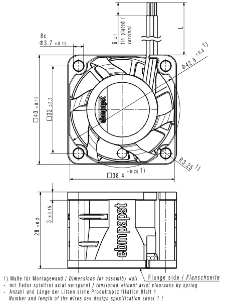 Вентилятор компактный ebmpapst 422 J/2HP
