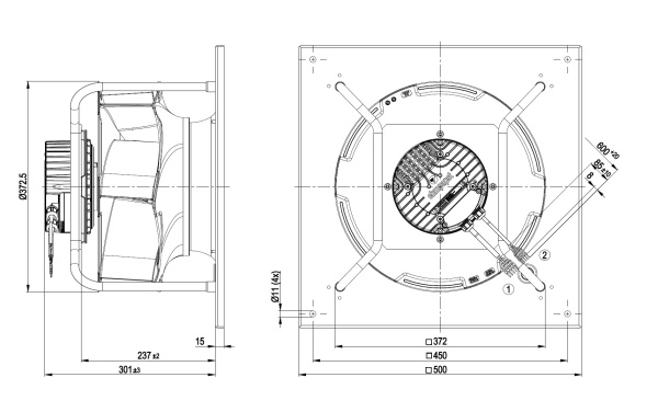 Центробежный вентилятор ebmpapst K3G355RT01I2
