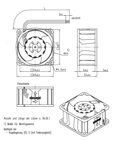 Вентилятор компактный ebmpapst 612 JHR