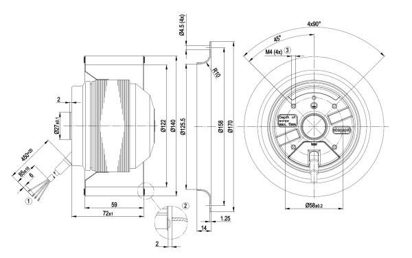 Центробежный вентилятор ebmpapst R2E140AI2805